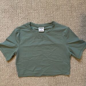 Gymshark X Whitney Leaf Green Short Sleeve Crop Top LIKE NEW